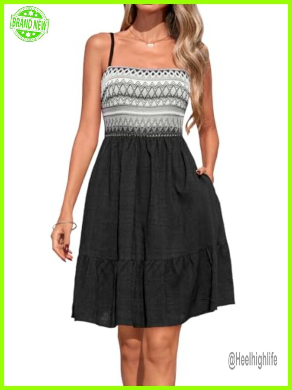 PRETTYGARDEN Womens Summer Dress Paisley Spaghetti Strap Smocked A Line Mini